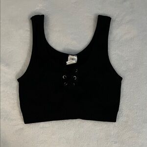 Elegant Black Lace-Up Crop Top